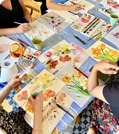 Private watercolour & acrylic classes London